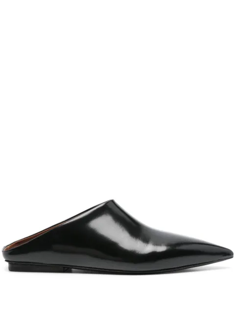 Marsèll pointed-toe flat leather mules Black MW8275074