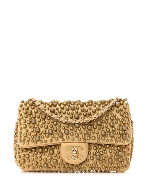 CHANEL Pre-Owned 2014 small Classic Flap shoulder bag Gold CHANELPEARLSFLAPGOLD