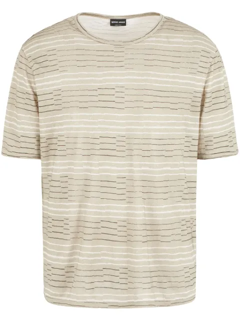 Giorgio Armani striped linen T-shirt Neutrals GM000301TE11562