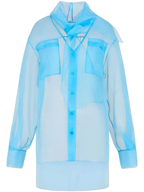 Giorgio Armani scarf-detail organza shirt Blue GW000260TE10875