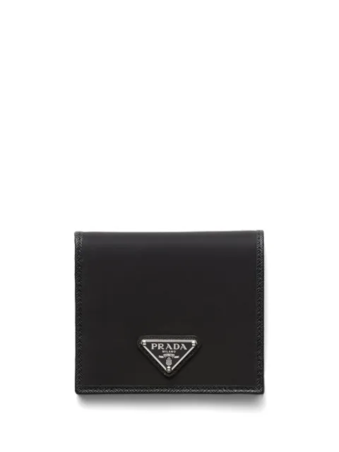 Prada Re-Nylon enamel-triangle logo wallet Black 2MO0042DMH