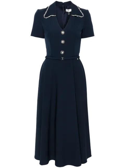 NISSA faux pearl-embellished midi dress Blue RZ15550