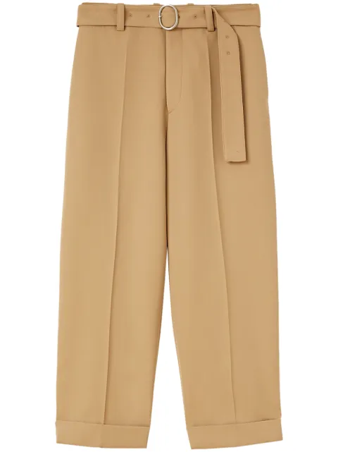 Jil Sander straight-leg belted wool trousers Brown J22KA0230J40002