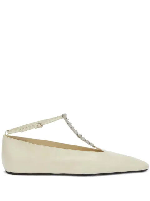 Jil Sander crystal-embellished leather ballerina shoes White J15WZ0021P4864