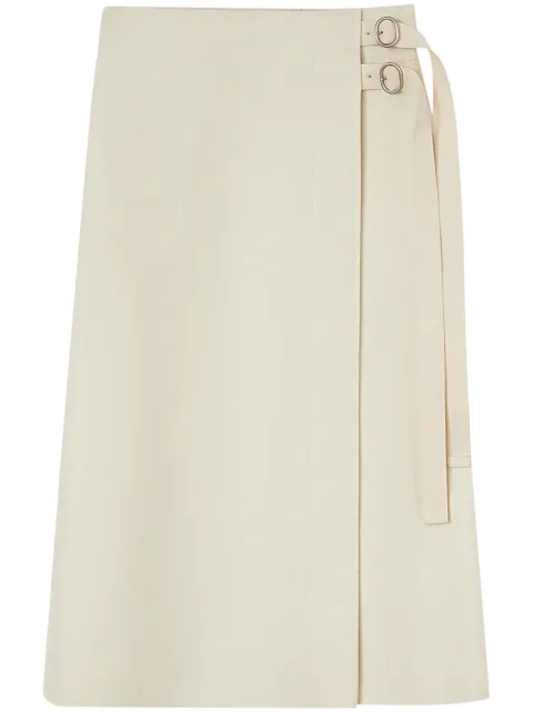 Jil Sander wrap-design wool midi skirt White J40MA0157J20212
