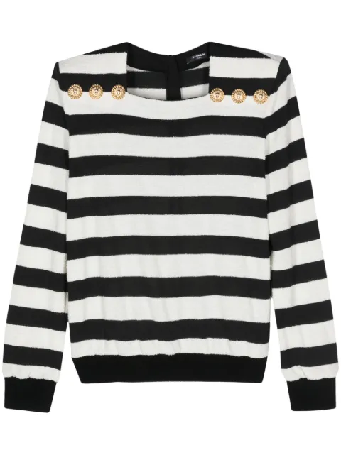 Balmain embossed-button striped jumper Black DF1AR845JI70