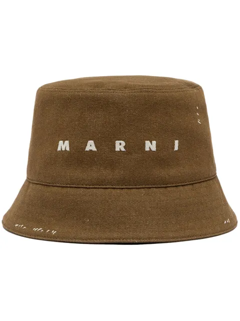 Marni logo-embroidered cotton bucket hat Brown CLZC0110S2UTC342