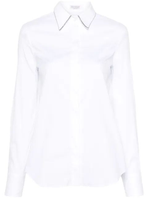 Brunello Cucinelli Monili-chain poplin shirt White MP091MA606C159