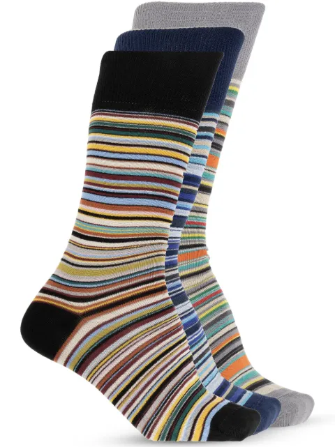 Paul Smith striped three-pair socks set Black M1ASOCKN6PKM
