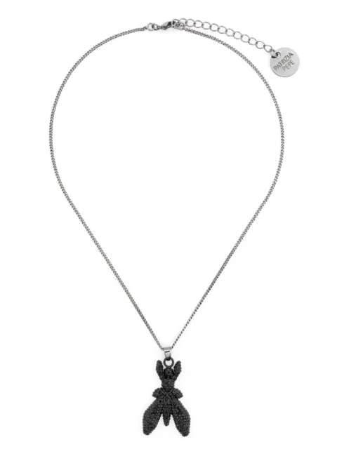 Patrizia Pepe rhinestone-embellished Fly necklace Black 8JA058M044