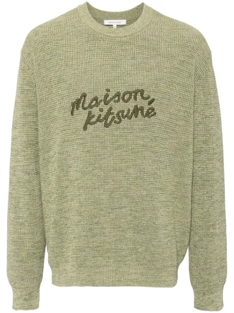 Maison Kitsuné logo-embroidered cotton jumper Green MM00807KT1108H358