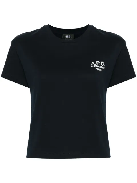 A.P.C. logo-embroidered cotton T-shirt Blue COHBMF26389