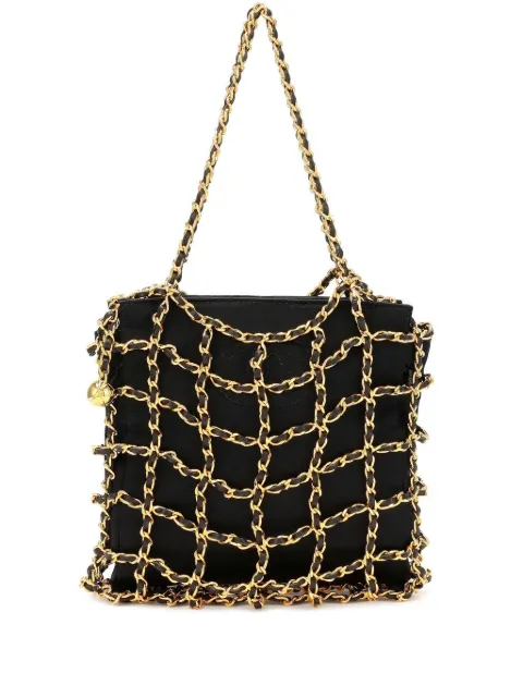 CHANEL Pre-Owned caged-chain silk clutch bag Black CHANELMINAUDIRECLUTCH