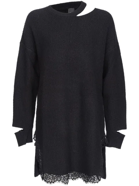 PINKO lace-trim cut-out knitted dress Black 104012A238