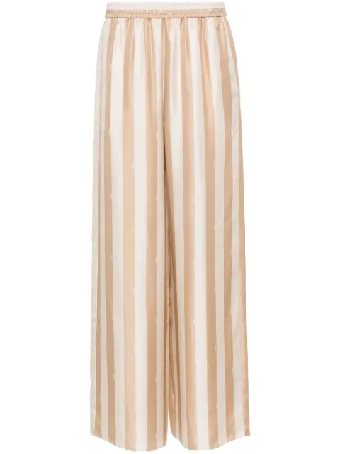 FENDI Pequin-stripe silk palazzo pants Neutrals FR6494AWZV