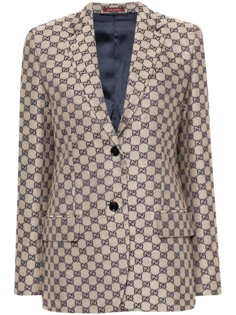 Gucci GG-embroidered single-breasted blazer Neutrals 785972ZAM7G