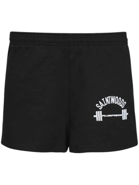 Saintwoods logo-print cotton track shorts Black SWCOACH06