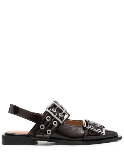 GANNI buckled ballet flats Red S2818