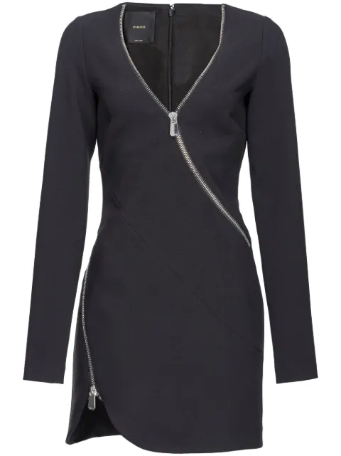PINKO zipped crepe V-neck minidress Black 103904A20A