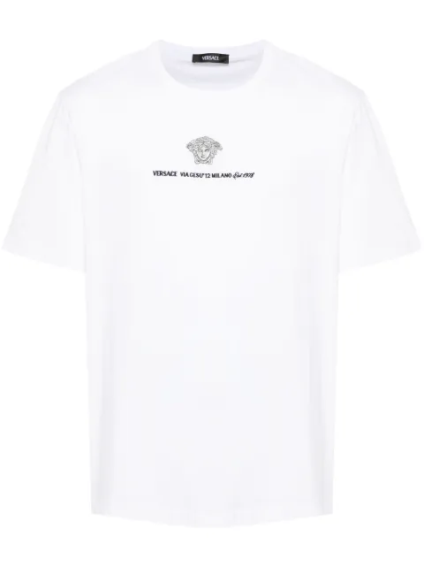 Versace embroidered cotton-jersey T-shirt White 10133021A11054