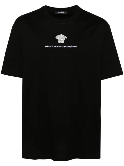 Versace embroidered cotton-jersey T-shirt Black 10133021A11054