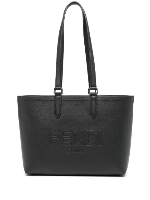 FENDI Roma logo-embossed leather tote bag Black 7VA629ARD9