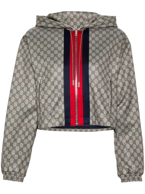 Gucci GG-logo zip-up cropped jacket Brown 789193XJGLE