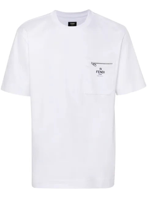 FENDI logo-print cotton T-shirt White FY0936ARYR