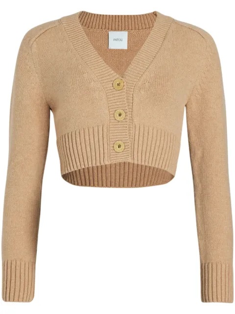 Patou wool-cashmere cropped cardigan Neutrals KN2038064109B