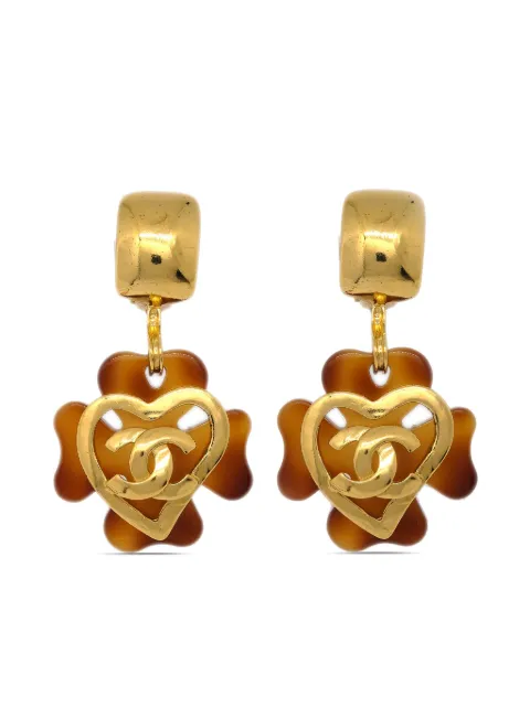 CHANEL Pre-Owned 1995 clover CC clip-on earrings Gold ER95P