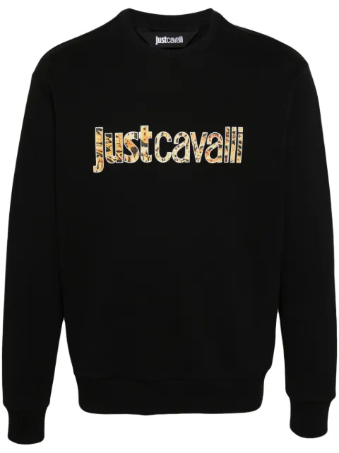 Just Cavalli logo-print cotton sweatshirt Black 77OAIE25CF600