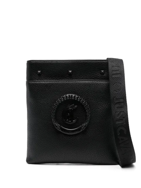 Just Cavalli logo-plaque leather messenger bag Black 77QA4B43ZSA19