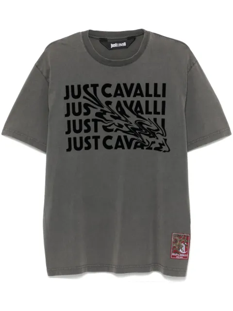 Just Cavalli flocked-logo T-shirt Grey 77OAHC05CJW61