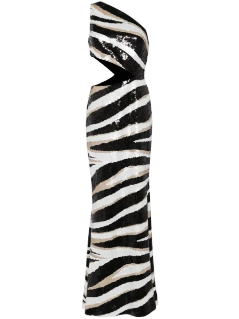 Elie Saab asymmetric sequin dress Black D0304NP24YA014