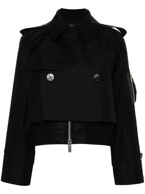 sacai layered cropped jacket Black SCW213