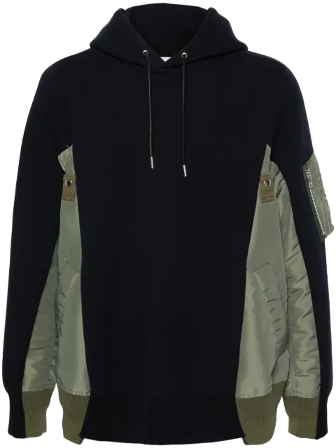 sacai panelled drawstring hoodie Blue SCM220
