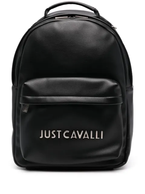 Just Cavalli logo-lettering leather backpack Black 77QA4B11ZSA48