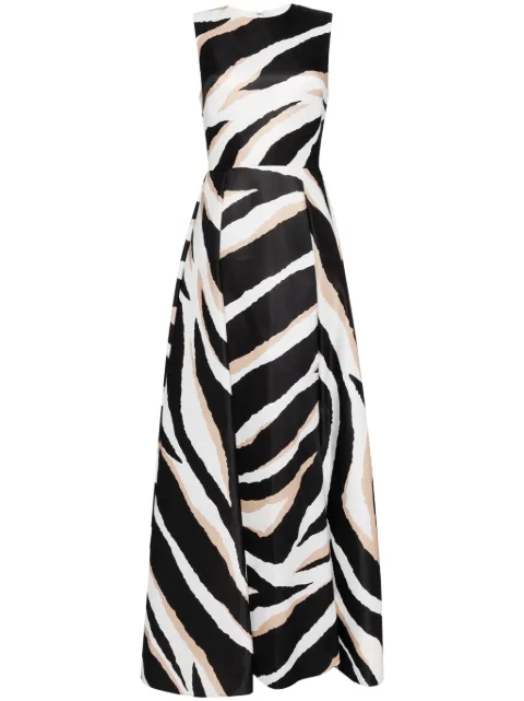 Elie Saab zebra-print silk gown Black D0342PP24TL001