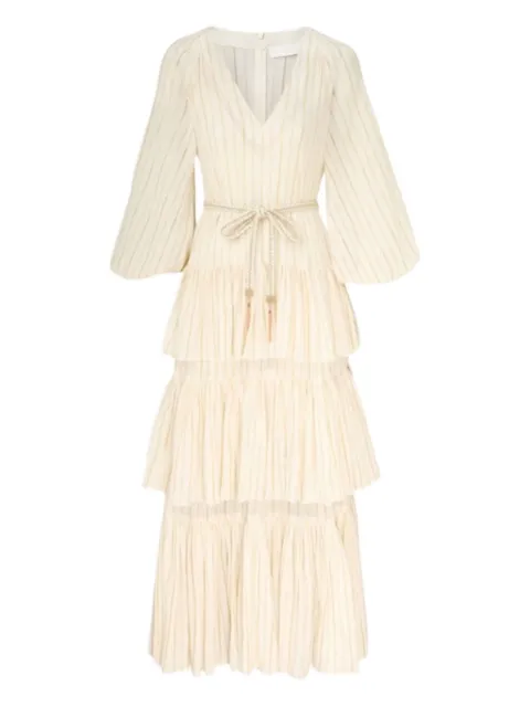 ZIMMERMANN tiered striped dress Neutrals 9859DSS243