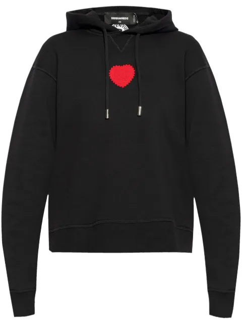 DSQUARED2 heart-patch cotton hoodie Black S75GU0554S25516