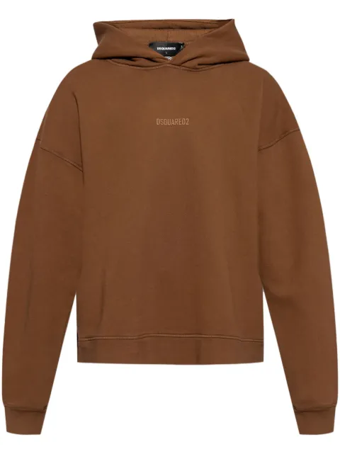 DSQUARED2 logo print cotton hoodie Brown S74GU0827D25001