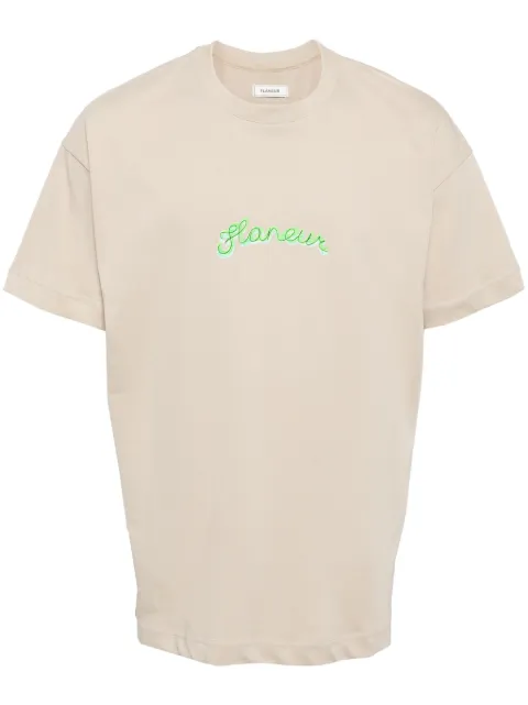 FLÂNEUR Signature Watercolor cotton T-shirt Neutrals F13124