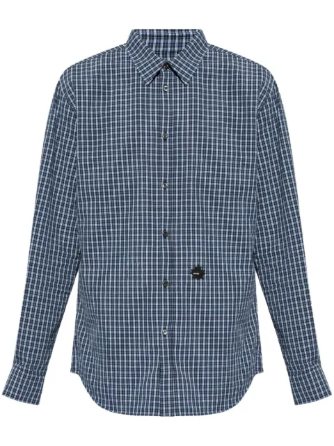 DSQUARED2 logo-patch plaid cotton shirt Blue S74DM0871D35052