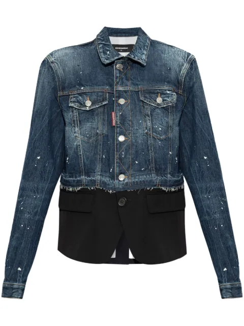 DSQUARED2 logo-patch cotton jacket Blue S75AM1067S30309