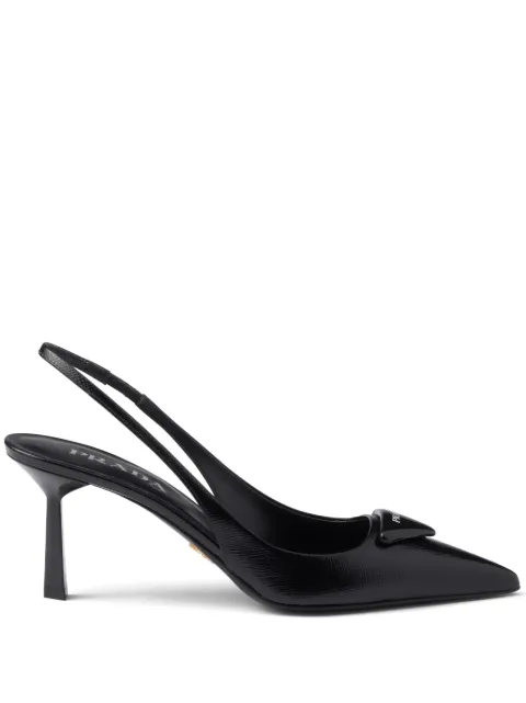 Prada Saffiano patent leather slingback pumps Black 1I901MFDD753A9S