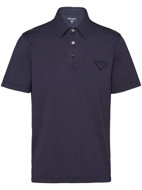Prada short-sleeved cotton polo shirt Blue UJN851S23213CC