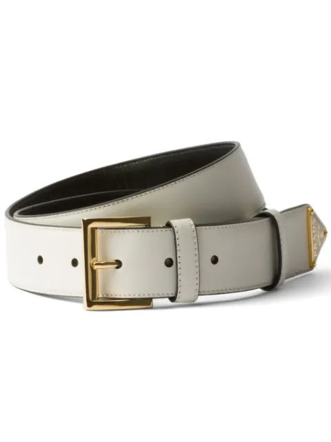 Prada triangle-logo leather belt White 1CC5458NQ
