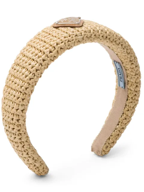Prada triangle-logo crochet headband Neutrals 1IH0192CYC