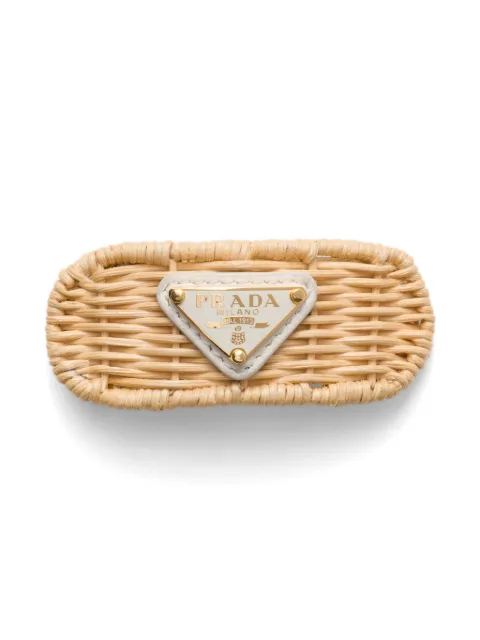 Prada triangle-logo interwoven hair clip Neutrals 1IF1292BZV