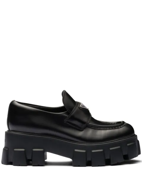 Prada Monolith brushed leather loafers Black 1D649MFB055B4L